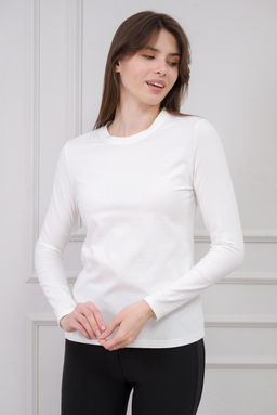 Лонгслив женский из кулирки с лайкрой молоко - Амадэль фото 2