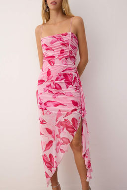 TRENDYOLMILLA Cok Renkli Vucuda Oturan F?rf?r Detayl? Tul Orme S?k Elbise TPRSS25EL00276 фото 3