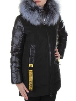 8186 BLACK Пальто женское с натуральным мехом Jarius