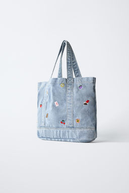 SHOPPER DENIM BORDADOS / Azul - Zara фото 2