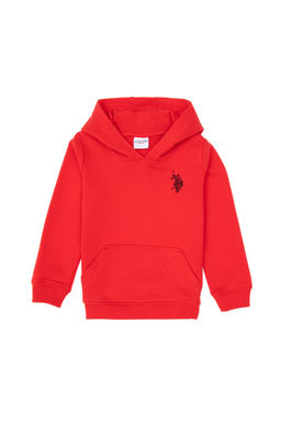 Erkek _ocuk K_rm_z_ Basic Kap__onlu Sweatshirt