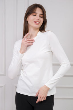Лонгслив женский из кулирки с лайкрой молоко - Амадэль фото 4