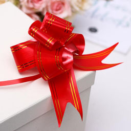 Цена за 10 шт. Бант-бабочка №5 Золотые полосы, красный - Simaland фото 4