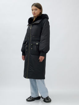 Пальто зимнее женское стильное с норкой люкс класса черного цвета 8628Ch - Mtforce фото 18