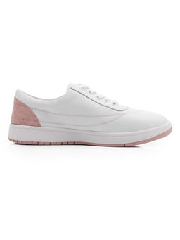 03-YA345-2 WHITE/PINK Полуботинки спортивные женские (натуральная кожа, натуральная замша)