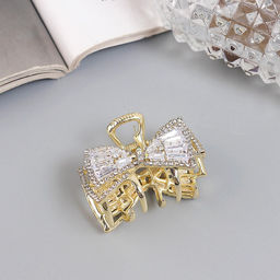 Цена за 6 шт. Крабик для волос «Дороти», бант двойной, 4 см, золото