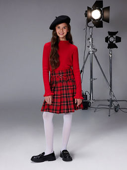 Ekose Pileli K?z ?ocuk Etek