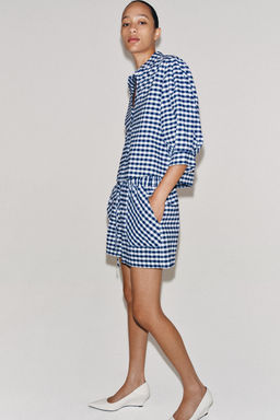 SHORTS CUADRO VICHY ZW COLLECTION / Blanco / Marino