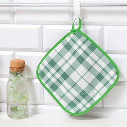 Прихватка Этель Eucalyptus (клетка) 19х19см,100% хлопок, саржа 190 гр/м2