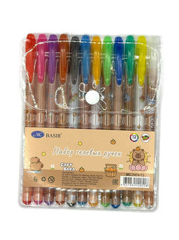 Набор ручек гелевых "Капибары" 12цв. (MC-7474-12) с блестками