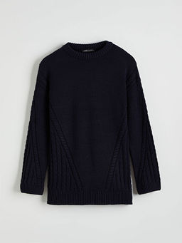 Bisiklet Yaka Kendinden Desenli Kad?n Triko Tunik