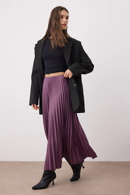 Mor A Kesim/Can Form Piliseli Maxi Esnek Orme Etek TWOSS24ET00041