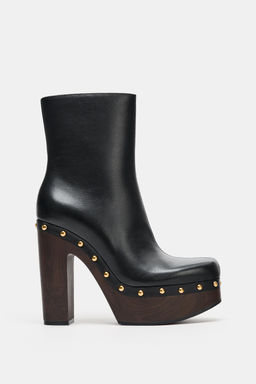LEATHER PLATFORM ANKLE BOOTS - Zara фото 3