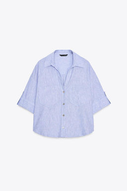 CROPPED LINEN BLEND SHIRT - Zara фото 15