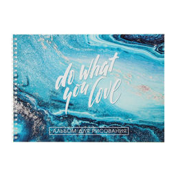 Цена за 2 шт. Альбом для рисования Calligrata «Голубой мрамор» А4, 40 листов, на гребне, плотность листов 100 г/м², обложка из мелованного картона