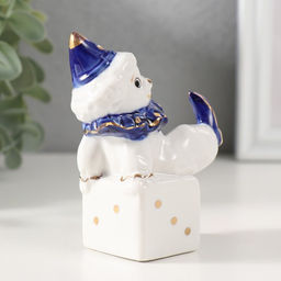 Фигурка керамика «Клоун на игральном кубике», кобальт, 4.4×7×9.5 см