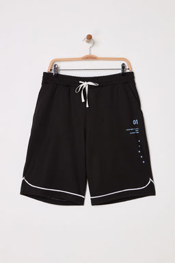 TRENDYOL MAN Siyah Oversize/Genis Kesim Kolej Temal? Sort & Bermuda TMNSS25SR00017