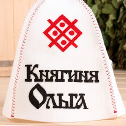 Шапка для бани и сауны «Княгиня Ольга», полиэфир 70%, шерсть 30%, с аппликацией