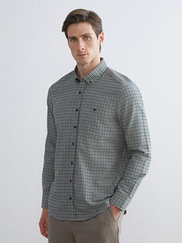 Regular Fit Uzun Kollu Ekose Gabardin Erkek G?mlek