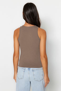 Vizon Pamuklu Halter Yaka Fitted/Vucuda Oturan Esnek Orme Atlet TWOSS23AL00069