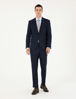 Lacivert Slim Fit Tak_m Elbise