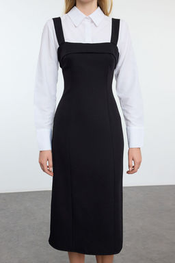 TRENDYOLMILLA Lacivert Cizgili Gomlek Detayl? Vucuda Oturan Mini Dokuma Elbise TWOAW25EL00423 фото 3