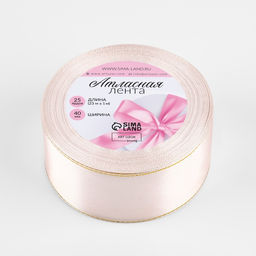 Цена за 2 шт. Лента атласная, с золотым люрексом, 40 мм, 23±1 м, светло-розовая №44