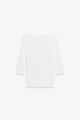 COTTON BOAT NECK T-SHIRT - Zara фото 6