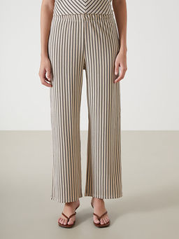 Beli Lastikli ?izgili Kad?n Pantolon