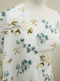 Муслин двухслойный Веточки хлопка, ш.1.35м, хлопок-100%, 100гр/м.кв - Купава фото 5