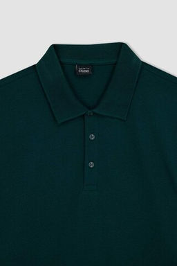 Базовая хлопковая футболка с короткими рукавами и воротником-поло Slim Fit - Defacto фото 8