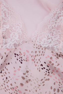Pembe Renkli Leoplarl? Saten Dokuma 7li Pijama Tak?m?-Gecelik Ceyiz Set THMSS26PT00243