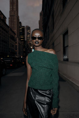 ASYMMETRIC TEXTURED KNIT JUMPER