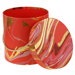 Коробка подарочная, набор 3 штуки: д14х14,5см; д17х17см; д19х19см "Акварель" розовые тона, с золотом, с ручкой (Китай)