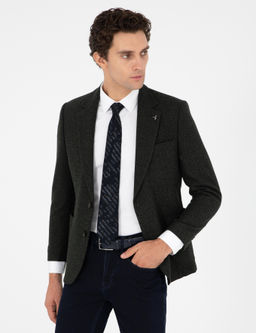 Темно-зеленая приталенная куртка из смесовой шерсти