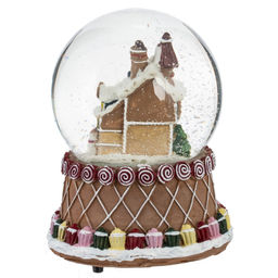 Фигурка декор в стекл шаре "Пряник" (подсв, муз, вьюга, AAAх3 н/п), D 9.5 см, L10,5 W10,5 H15 см