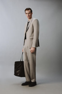 PANTAL?N TRAJE CONFORT CON LANA / Gris / Beige