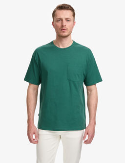 Koyu Ye_il Comfort Fit %100 Pamuk Bisiklet Yaka Basic Ti__rt
