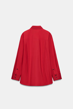 CAMISA POPEL?N ZW COLLECTION / Rojo - Zara фото 11