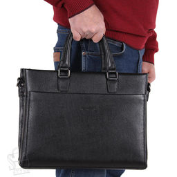 Портфель мужской кожаный 8815-4H black Heanbag/20(дефект) в Новосибирске