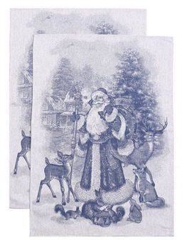 Полотенце жаккардовое Премиум Дед Мороз-син. 50*70 см.