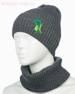 17-40-L Комплект для мальчика флис (колпак+снуд) (48-50)