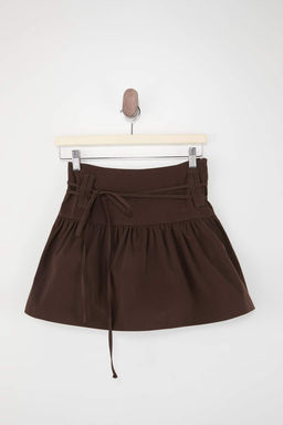 Kahverengi %100 Pamuk Gabardin Mini Etek TWOSS26ET00085