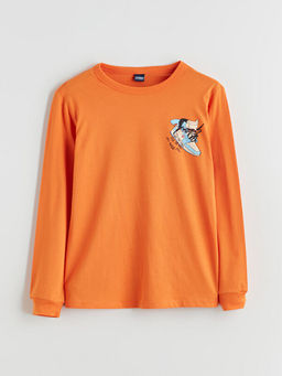 Bisiklet Yaka Bask?l? Erkek ?ocuk Ti??rt