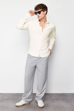 TRENDYOL MAN Ekru Slim Fit Dokulu Orme Uzun Kollu Gomlek TMNSS23GO00054 - Trendyolmilla фото 4