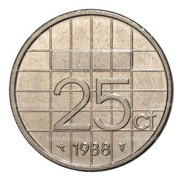 Монета 25 центов 1988 года Нидерланды