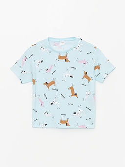 Bisiklet Yaka Bask?l? K?sa Kollu K?z ?ocuk ?ortlu Pijama Tak?m? - Waikiki фото 2