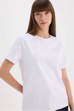 Regular Fit Bisiklet Yaka Premium Basic Duz K?sa Kollu Tisort - Defacto фото 7
