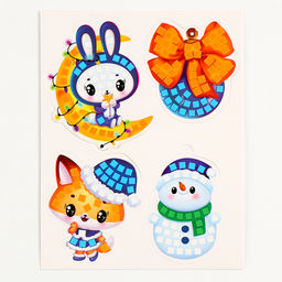 Аппликация стикерами на новый год. Елочные игрушки Зимняя сказка, набор для творчества - Школа талантов фото 4