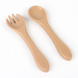 Тарелка детская на присоске и столовые приборы, M&B, силикон, бежевый